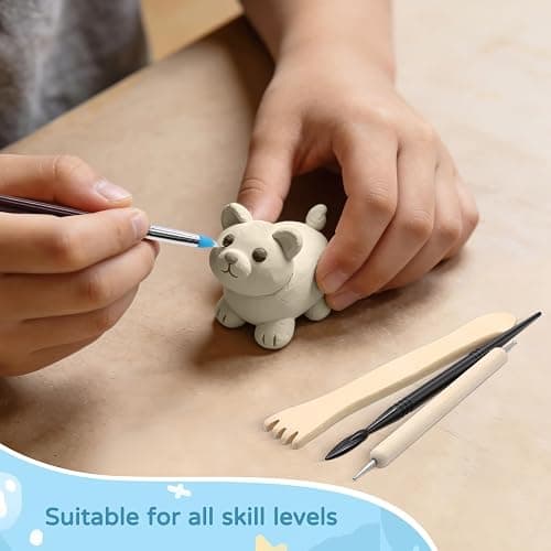 ZEHIQ Premium Air Dry Clay Kit, 2.2LBs Natural White Pottery Clay with 25 Pcs Clay Sculpting Tools, Modeling Clay for Pottery Wheel & Craft Projects, Ideal for All Skill Levels (White & Tools) thumbnail 7