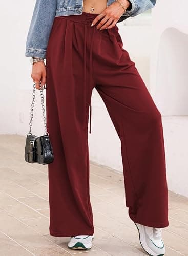 Aleumdr Wide Leg Sweatpants for Women 2025 Trendy Fashion High Waisted Drawstring Loose Long Pants with Pockets thumbnail 7