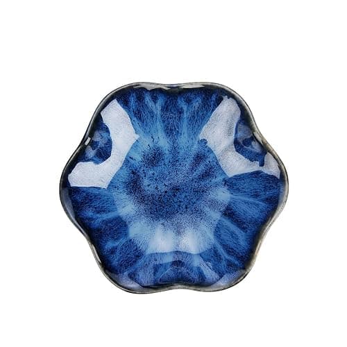 Lotus Leaf Shape Decorative Ring Tray, Small Key Bowl, Ceramic Trinket Tray Jewelry Dish Organizing Necklace Earrings, Home Decoration for Mom Best Friend Sister, Blue. - Image 1