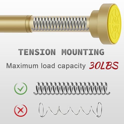 Thestoa Gold Shower Curtain Rod Adjustable 43-66 inch, 1"Diameter Spring Tension Curtain Rod No Drill, Anti-Rust Non-Slip Shower Rod for Bathroom thumbnail 2