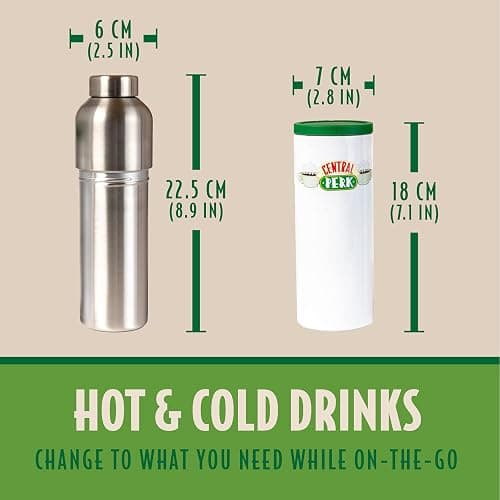 Paladone Central Perk Combo Cup|Travel Coffee Mug 400ml and Metal Cold Water Bottle 640ml | Officially Licensed Friends Merchandise thumbnail 3