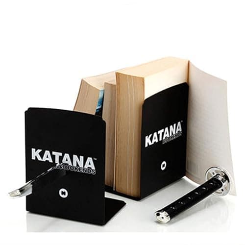 ZWCIBN Book Ends Decorative, Modern Metal Funny Unique Black DVD Bookends for Shelves, Katana Book Stopper Holder for Office Home, Desk Gifts Book Stands for Men and Book Lovers thumbnail 4