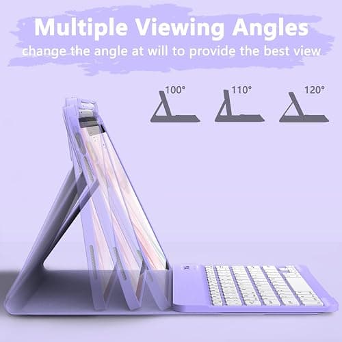 Ynaize for iPad 11th 10th Generation Case with Keyboard - Magnetic Wireless Detachable Keyboard Case Stand Folio Cover with Pencil Holder for iPad 11 inch A16 2025 & 10th Gen 10.9 inch 2022 (Purple) thumbnail 4