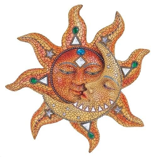 George S. Chen Imports Polyresin Mosaic Face Sun Moon Wall Décor (Multicolor, 13Inches) - Image 1