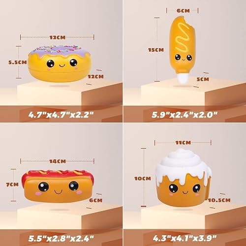 Anboor 4 Pcs Squishies Hot Dog Cake Bread Donut Kawaii Scented Soft Slow Rising Squeeze Stress Relief Kids Toy Xmas Stocking Stuffers Ideas thumbnail 2