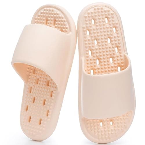 GOEWY Shower Shoes with Drain Holes Massage Granules for Women Men Gym Shower Slippers Slides Quick Drying Bathroom Beach Sandals Lightweight Non-Slip - Image 1