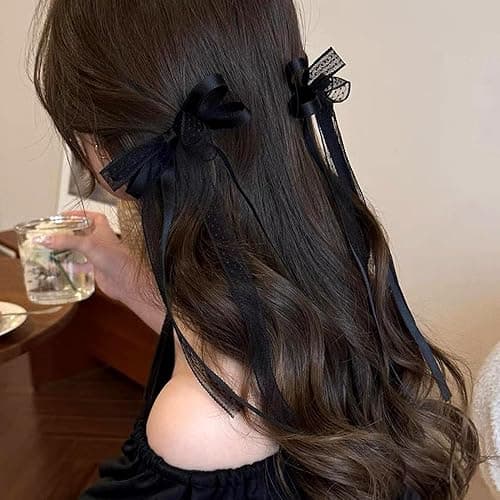6Pcs Lace Hair Bow for Women,Cute Hair Bows Barrettes Bow Hair Clips with Long Tail,Hair Ribbon Bows Hairpins Metal Alligator Hairclips,Decorative Hairclip Hair Accessories for Women thumbnail 4