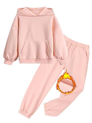 Arshinet Girls 2 Piece Outfits Hoodie Sweatsuit Sets Oversized Sweatshirt and Baggy Fall Fashion Sweatpant with Pockets thumbnail 2