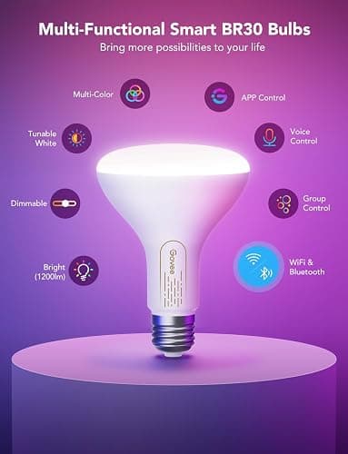 Govee Smart Light Bulbs, 1200 Lumens Dimmable BR30 Bulbs, RGBWW Color Changing Light Bulbs, WiFi & Bluetooth LED Bulbs, 16 Million Colors, Music Sync, Compatible with Alexa, Google Assistant, 6 Pack thumbnail 7