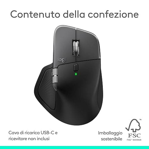 Logitech MX Master 4 per Mac, mouse Bluetooth ergonomico con feedback aptico a prestazioni avanzate, scorrimento ultraveloce, ricarica USB-C, macOS, iPadOS, Windows - Nero siderale thumbnail 11
