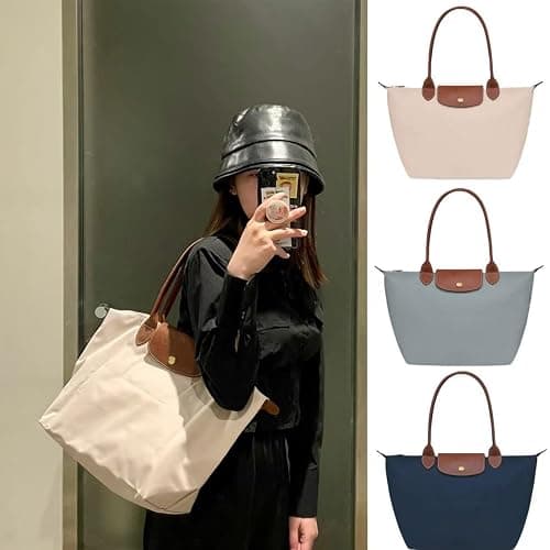 Women's Nylon Tote Bag, Large Capacity Waterproof Shoulder Bags, Spacious Handbag with Metal Zipper & Compartments thumbnail 2