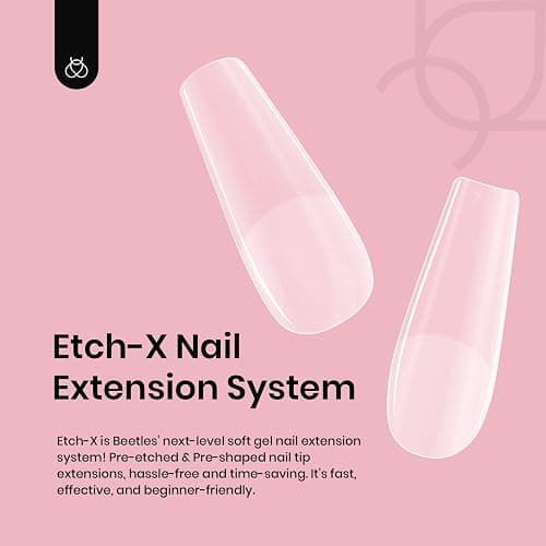 Beetles Gel Nail Tips Medium Coffin Etch X, 12 Sizes 288Pcs Pre Shaped Half Matte Full Cover Press On False Nails Tips Acrylic Fake Nail Extensions Kit Easy DIY Salon Manicure Gift for Women thumbnail 7