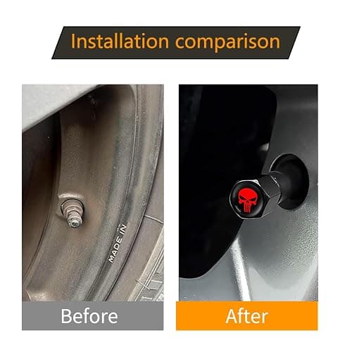 ZKFAR Pack-4 Skull Car Wheel Tire Valve Stem Caps, Anti-Theft Tire Air Valve Caps, Airtight Dust Proof Covers (Black) thumbnail 5