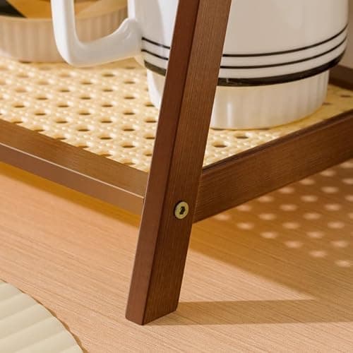 2 Tier Bamboo Coffee and Tea Station Organizer, Countertop Mug Holder, Cup Display and Condiment Rack, Kitchen Shelf for Cups, Matcha, and Accessories (Dark Brown) thumbnail 6