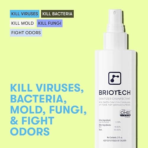 BRIOTECH Sanitizer Disinfectant Hypochlorous, Kill 99.99% of Viruses & Bacteria, Control Mold, Eliminate Odor, Gentle for Nursery & Play Rooms, Food Contact Surface Sanitizer, 1 Gallon Refill thumbnail 2