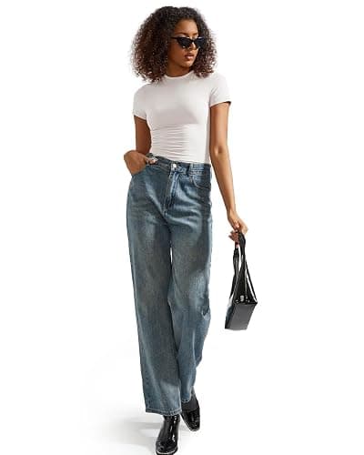 SUUKSESS Women Double Lined Fitted Basic Tee Crew Neck Short Sleeve Y2K Crop Top thumbnail 7