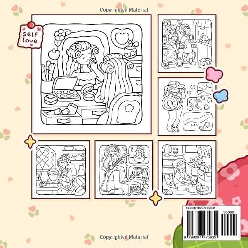 Girl Spaces: Vol.2 Coloring Book for Adults and Teens Featuring Cozy Moments and Daily Joys for Relaxation and Stress Relief (Cute & Easy Coloring) thumbnail 2