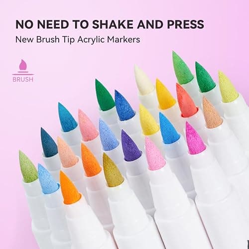 Arrtx Acrylic Paint Pens Basic Series 36D,Brush Tip Markers for Rock, Wood, Ceramic, Glass, Canvas, Metal, Plastic, Fabric, Stone & DIY Projects thumbnail 6