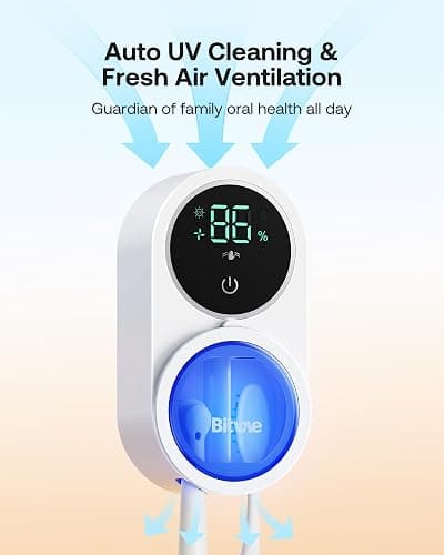 Bitvae Toothbrush Cleaner & Toothbrush Holder, Cleaning and Air Drying, LED Smart Screen, Rechargeable Wall Mount Toothbrush Holder for Bathrooms thumbnail 5