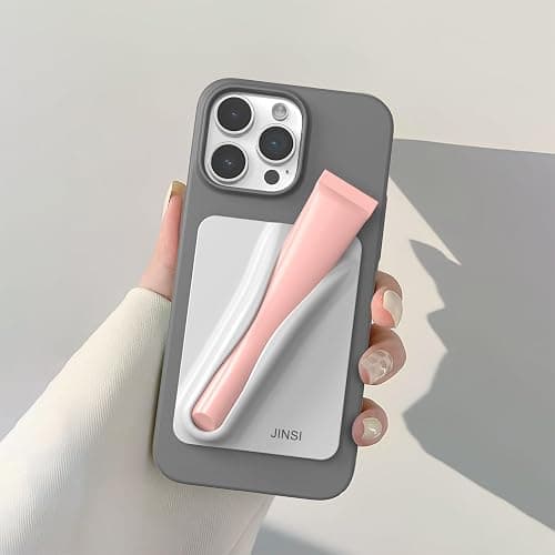 JINSI Magnetic Lip Gloss Holder Phone Case, Secure Silicone Portable Lipstick & Lip Balm Holder for Magnetic iPhone 15/14/13/12 Series, Grey thumbnail 5