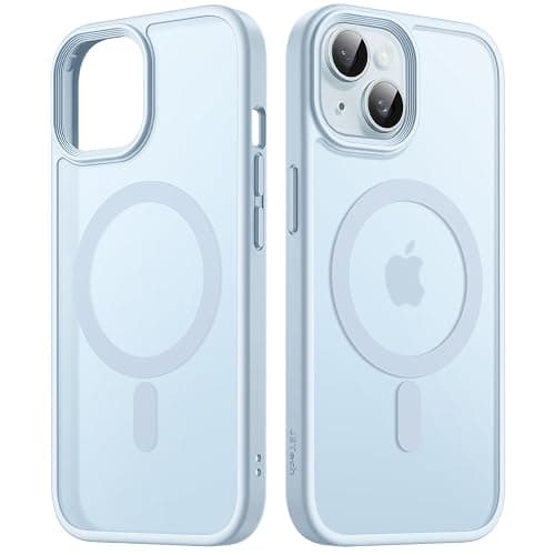 JETech Coque Magnétique pour iPhone 15 6,1 Pouces Compatible avec MagSafe, Etui Translucide Mat Arrière Housse Fine Antichoc (Dos Bleu) - Image 1