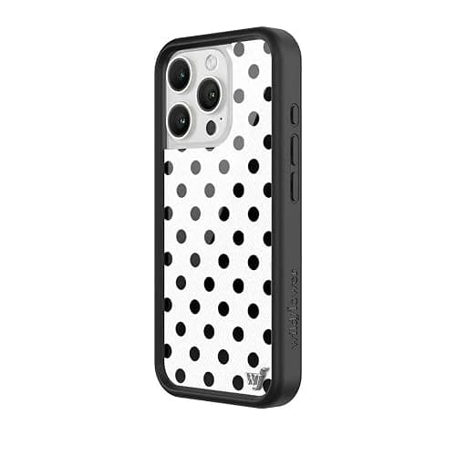 Wildflower Cases - Compatible with Apple iPhone 16 Pro | Protective Black Bumper, 4ft Drop Test Certified, Women Owned Small Business | Polka Dot | White & Black - Spots Aesthetic Trendy Cute thumbnail 2