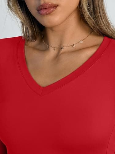 Trendy Queen Long Sleeve Shirts for Women 2025 Fall Fashion V Neck Basics Crop Tops Slim Fitted Y2K Tops Outfits Clothes thumbnail 5