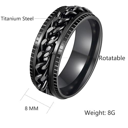 Udolfly Mens Fidget Rings Anxiety Rings for Men Womens Chain Spinner Rings for Adults Titanium Steel Rings thumbnail 6