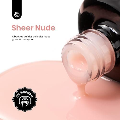 Beetles Builder Gel for Nails, 8 in 1 Jelly Nude Gel Builder for Building Nails Apex & Nail Extension Strengthener Thin Nails DIY Fall Nails Art Design for Beginner Women UV & LED Lamp Needed thumbnail 4