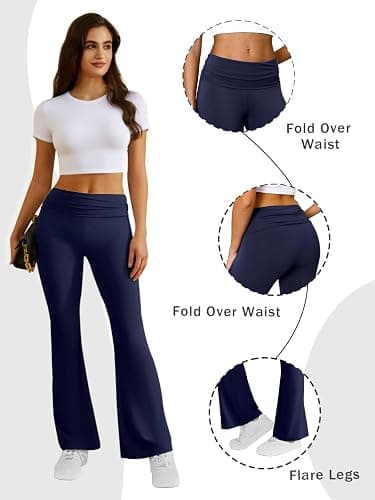 COPYLEAF Flare Leggings for Women Fold Over Yoga Pants Stretch Bell Bottom Y2K Lounge Casual Sweatpants thumbnail 6