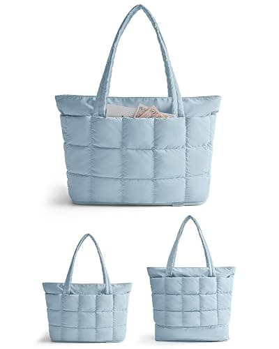 BAGSMART Expandable Tote Bag for Women, Puffer Work Tote Travel Bag | Quilted Carry On Bag for Travel Work Gym College, Waterproof Travel essentials thumbnail 7