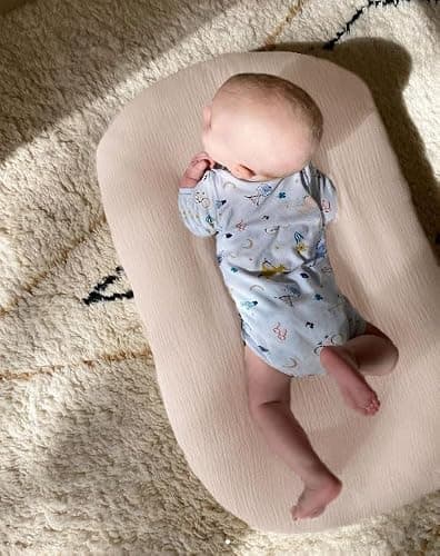 Little Jump Cotton Muslin Baby Lounger Covers, 2 Pack, Soft Removable Slipcovers for Newborn Infant Lounger, for Girls Boys, Coffee Checkered (Checkered & Kakhi) thumbnail 2