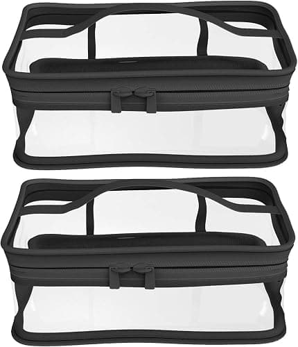 Black Makeup Bag Zipper Waterproof Portable Travel Storage Pouch 2 Pcs - Image 1