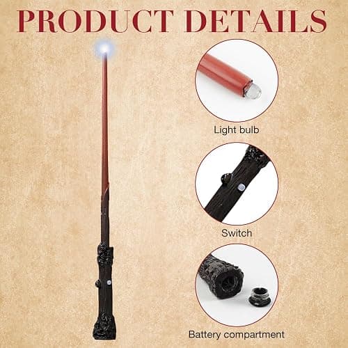 H-arry Potter Wand, 35cm Harry Light Up Wand with Station Ticket, Spell Card and Necklace USB Charging Glow Magic Wand H-arry Potter Wizards Wand in Gift Box Magic Wizard Wand for for Girls and Boys thumbnail 4