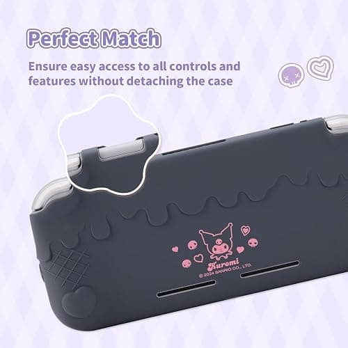 Kuitmor Switch Lite Protective Case,Soft Silicone Protective Shell,Anti-Scratch Protective Cover Case for Switch Lite with 2 Thumb Grip Caps（Purple Kuromi） thumbnail 4