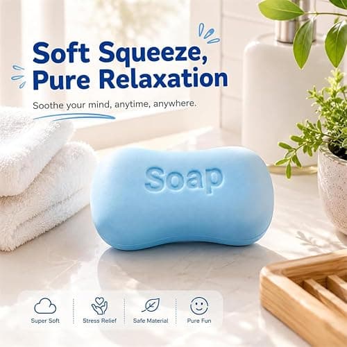 Crunchy Soap Squishy Asmr Stress Ball, Realistic Bar Soap Shape Bead-Filled Crunchy Squishy Stress Ball,Stress Relief Toy,Non-Rebound Zero-Bounce Fidget Toy for Office Desk Anxiety Relief (White) thumbnail 5