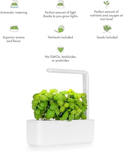 Click & Grow Indoor Herb Garden Kit with Grow Light | Smart Garden for Home Kitchen Windowsill | Easier Than Hydroponics Growing System | Vegetable Gardening Starter (3 Basil Pods Included), White thumbnail 4