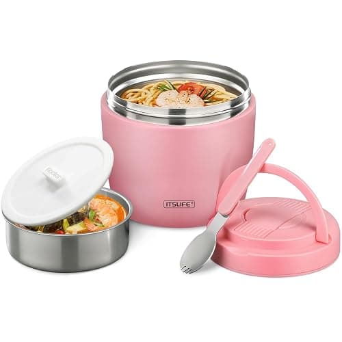 Soup Thermo for Hot Food Adults 32OZ Lunch Containers Wide Mouth Hot Food Jar Vacuum Insulated Stainless Steel Bento Box Leakproof with Spoon (Light Pink) - Image 1