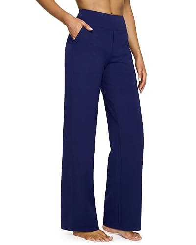 G4Free Yoga Pants Women Wide Leg Pants with Pockets High Waist Stretch Dress Casual Sweatpants Petite/Regular/Tall - 29" Inseam - XX-Large - Royal Blue - Image 1