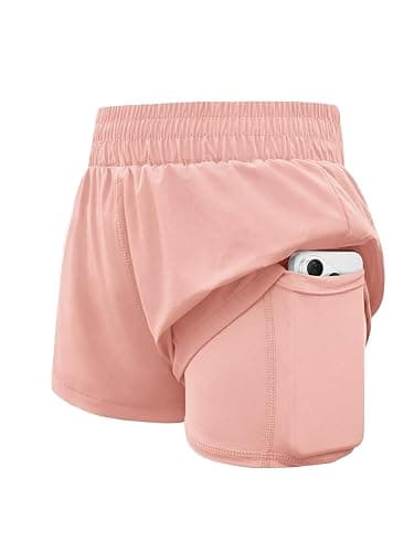 WIFFGO Girls Athletic Shorts 2 in 1 Elastic Waist Pockets Biker School Ball Games Running Sports Teen Summer Outfits - Image 1