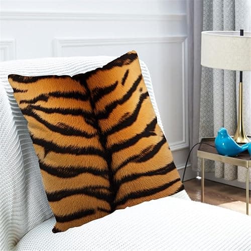 Nicokee Cotton Linen Pillow Covers Animal Tiger Skin Print Throw Pillow Covers Cases for Couch Sofa Bed Home Decor 18 X 18 Inches thumbnail 4