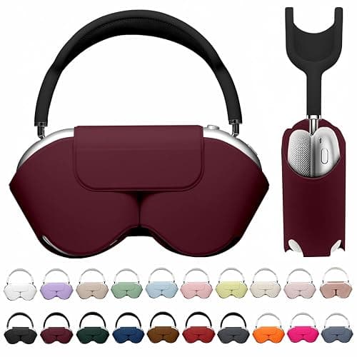 Maxjoy for Apple Airpods Max Smart Case Cover, Soft PU Leather Protective Cover Accessories for Airpod Max with Sleep Mode, Anti-Dust Travel Carrying Case for Airpods Pro Max Headphones, Wine Red - Image 1