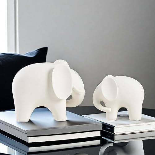 FUNSXBUG Abstract Elephant Statue Art Sculpture Figurine Collectible Gift Idea Home Decor Desktop Room Decoration Ceramics (Small) - Image 1