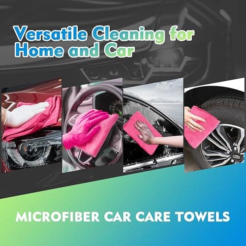 HOMEXCEL Pink Microfiber Cleaning Cloth 12 Pack, 12.5 x 12.5 inch Microfiber Towels for Cars, Ultra Absorbent Car Washing Cloth, Lint Free Streak Free Cleaning Rags for Car, Kitchen, and Window thumbnail 5