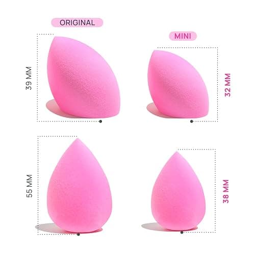 AOA STUDIO Collection MiNi Makeup Sponge Set Blender Latex Free and High-definition of 6 For Powder Cream Liquid, Super Soft Wonder Beauty Cosmetic 3 Tear Drop + Beveled Shape (Pink) thumbnail 4