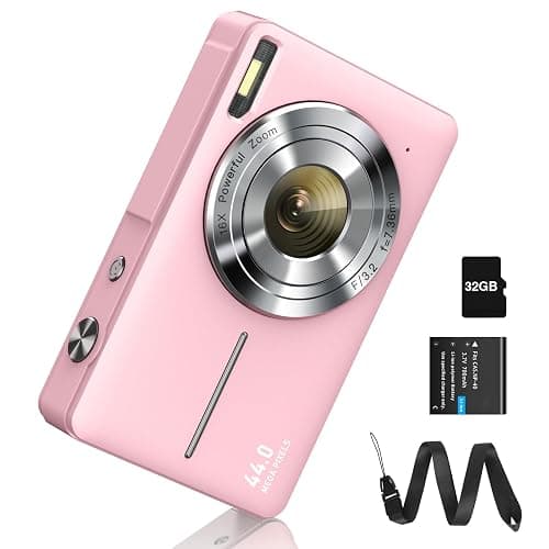 Digitalkamera Fotokamera FHD 1080P 44MP Fotoapparat mit 32G Karte 16X Digitalzoom Digital Kamera mit Batterie Tragbare Einfache Digitalkamera für Kinder Student Teenager Anfänger Senioren (Rosa) - Image 1