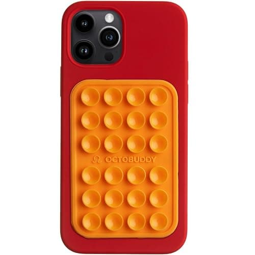 OCTOBUDDY Classic - Silicone Suction Phone Case Adhesive Mount - Hands-Free, Strong Grip Holder for Selfies & Videos - iPhone & Android Compatible - 2.25″ x 3.25″, Marigold - Image 1