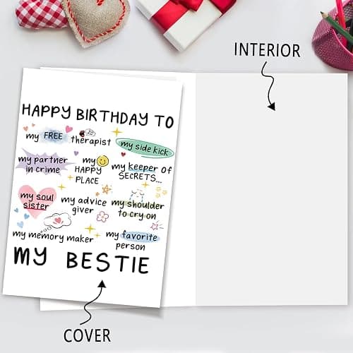 MQMRYeto Funny Birthday Card for Women Sister, Happy Bday Gifts for Bestie, Bestie & Friendship Birthday Card thumbnail 2