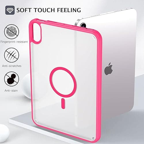 Telaso for iPad mini 7 A17 Pro 2024/iPad Mini 6 2021 8.3 Inch iPad mini 7th/6th Gen Magnetic Case, Translucent Matte Back Soft TPU Bumper Military Grade Case for iPad mini 7/Mini 6, Hot Pink - Hot Pink thumbnail 5