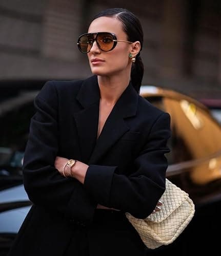 KesaPlan Vintage Oversized Aviator Sunglasses Women with Earring, 70s Retro Shield Big Frame 2025 Luxury Trendy Sun Glasses thumbnail 6